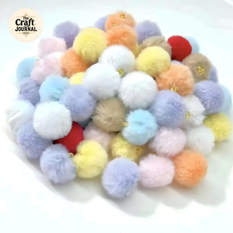 Fluffy Faux Fur & Curly Yarn Pom Pom