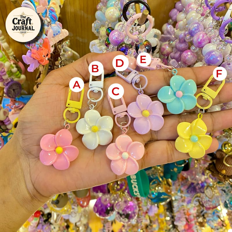 Cute Plumeria Flower Keychain – Colorful Tropical Bag Charm